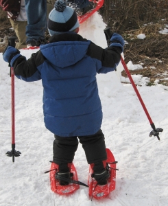 Children pick up snowshoeing easily