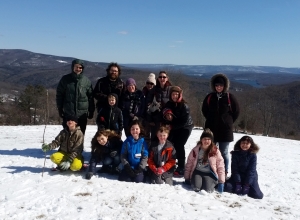 Hayraisers on snowshoes Catskill Mt Sugar house 2018 Photo L. Lyons